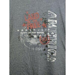 America USA Patriotic Men's T-shirt Large Blue/Gray Graphic Design Pre Shrunk